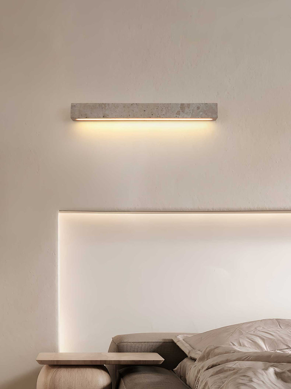Wall Light with Yellow Travertine Finish and Integrated LED – Modern Sconce for Bathrooms 3