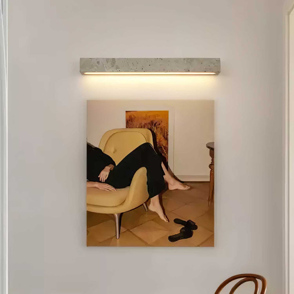 Wall Light with Yellow Travertine Finish and Integrated LED – Modern Sconce for Bathrooms 4
