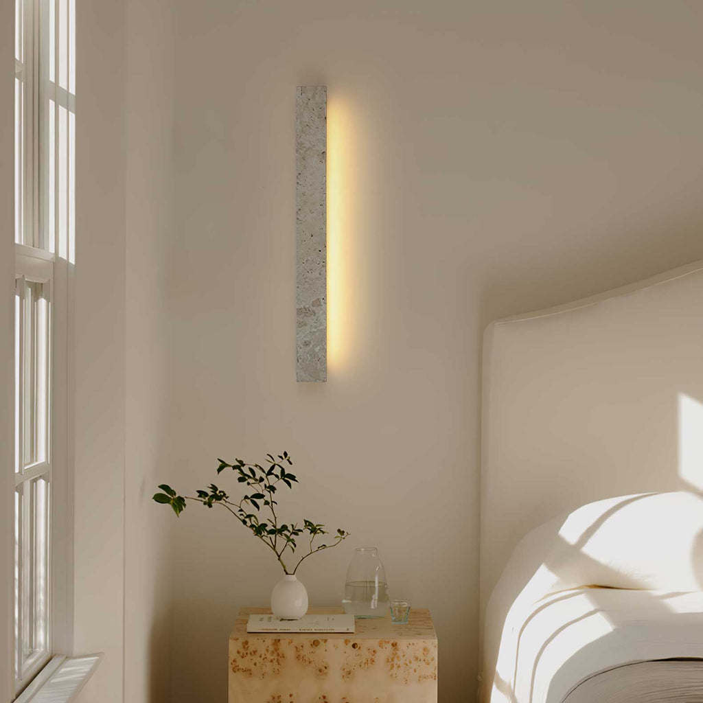 Wall Light with Yellow Travertine Finish and Integrated LED – Modern Sconce for Bathrooms 8