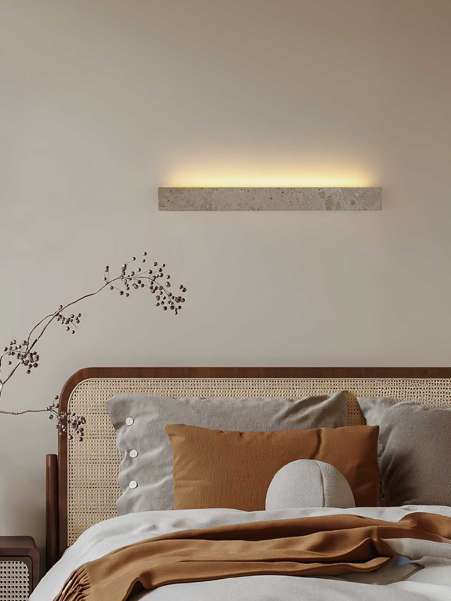 Wall Light with Yellow Travertine Finish and Integrated LED – Modern Sconce for Bathrooms 9