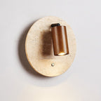 Wall Sconce with Adjustable Spotlight and Travertine Backplate - Indoor Wall Lights 0