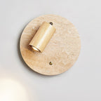 Wall Sconce with Adjustable Spotlight and Travertine Backplate - Indoor Wall Lights 7