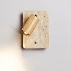 Wall Sconce with Adjustable Spotlight and Travertine Backplate - Indoor Wall Lights 8