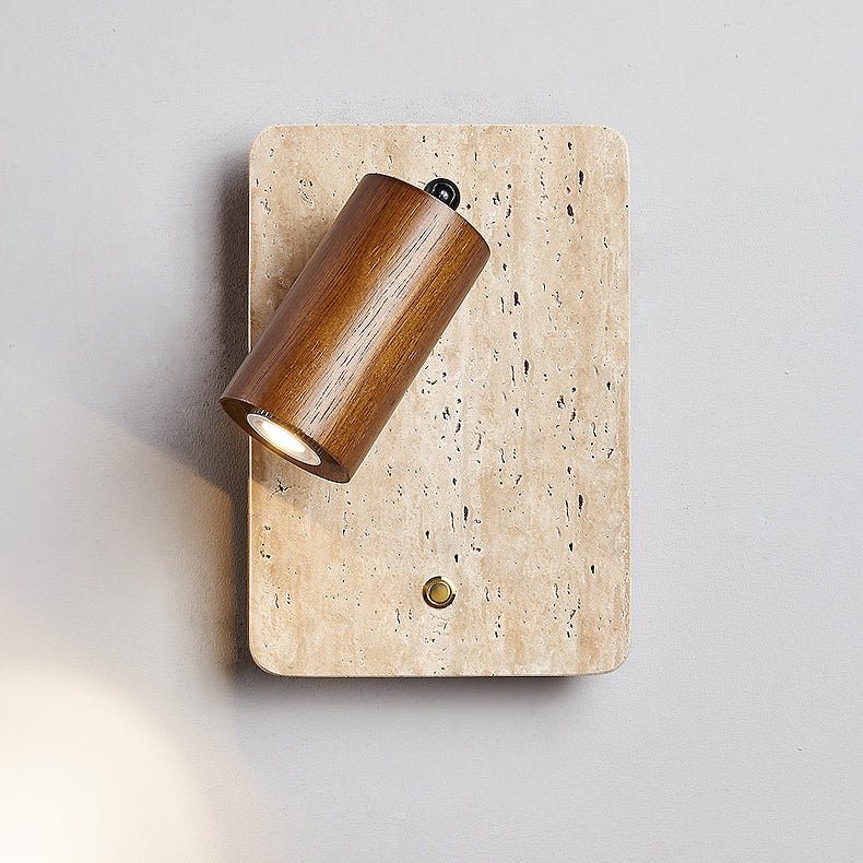 Wall Sconce with Adjustable Spotlight and Travertine Backplate - Indoor Wall Lights 9