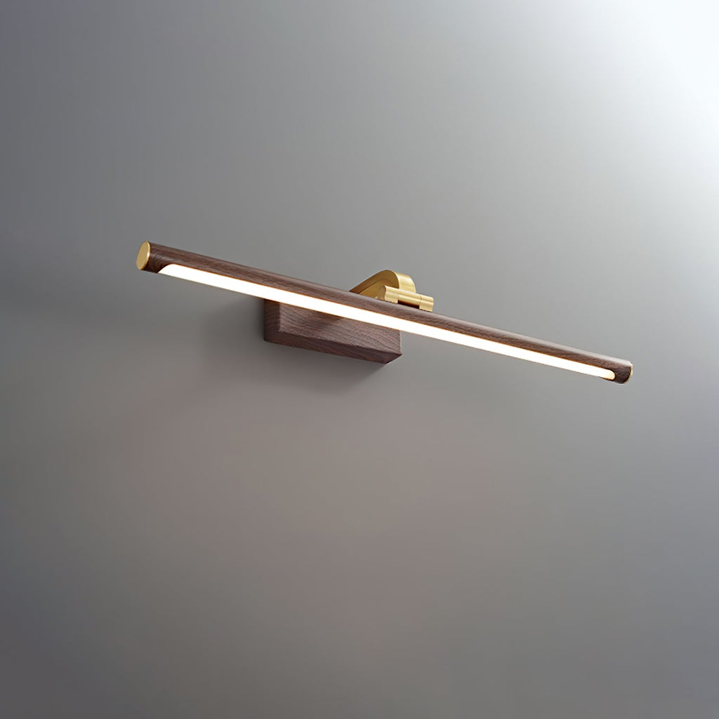 Walnut Slim LED Wall Light - Brass Finish 11