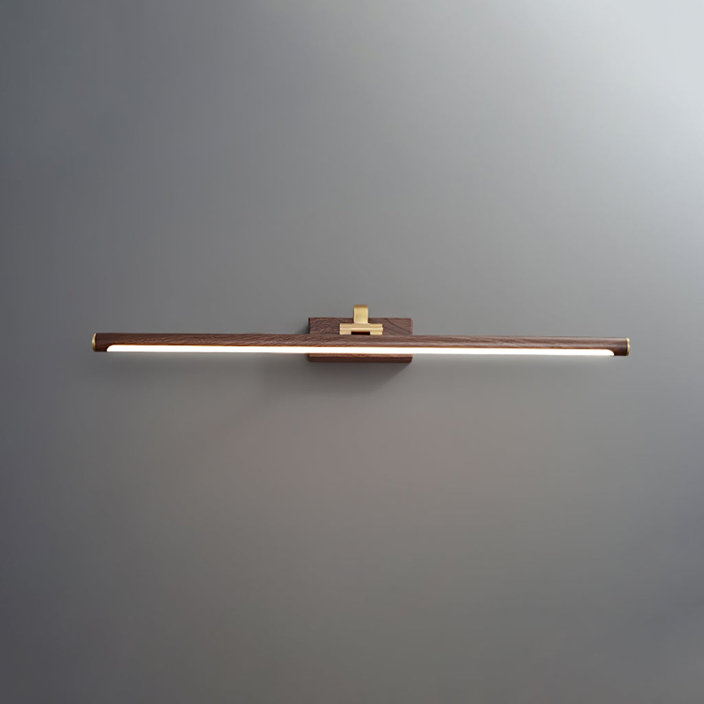 Walnut Slim LED Wall Light - Brass Finish 13
