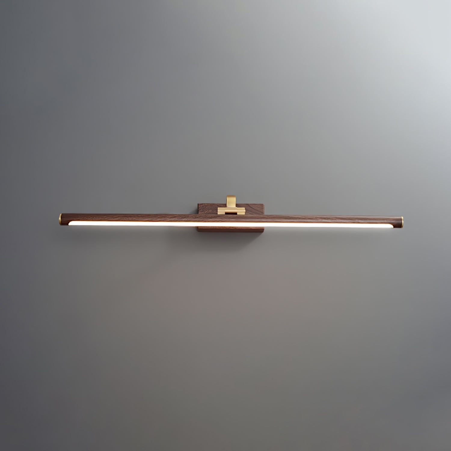 Walnut Slim LED Wall Light - Brass Finish 13