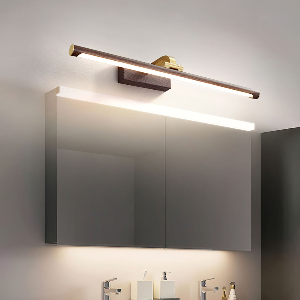 Walnut Slim LED Wall Light - Brass Finish 2