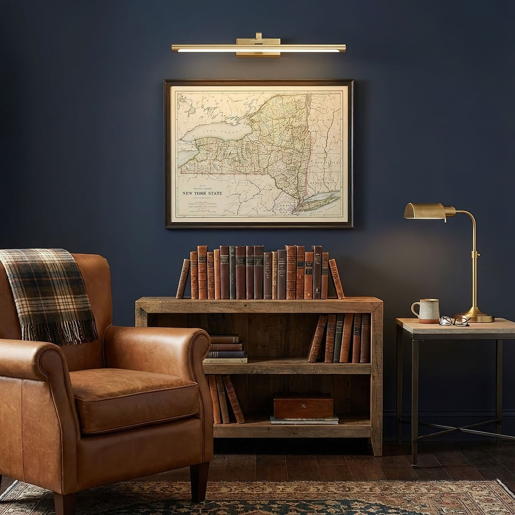 Walnut Slim LED Wall Light - Brass Finish 4