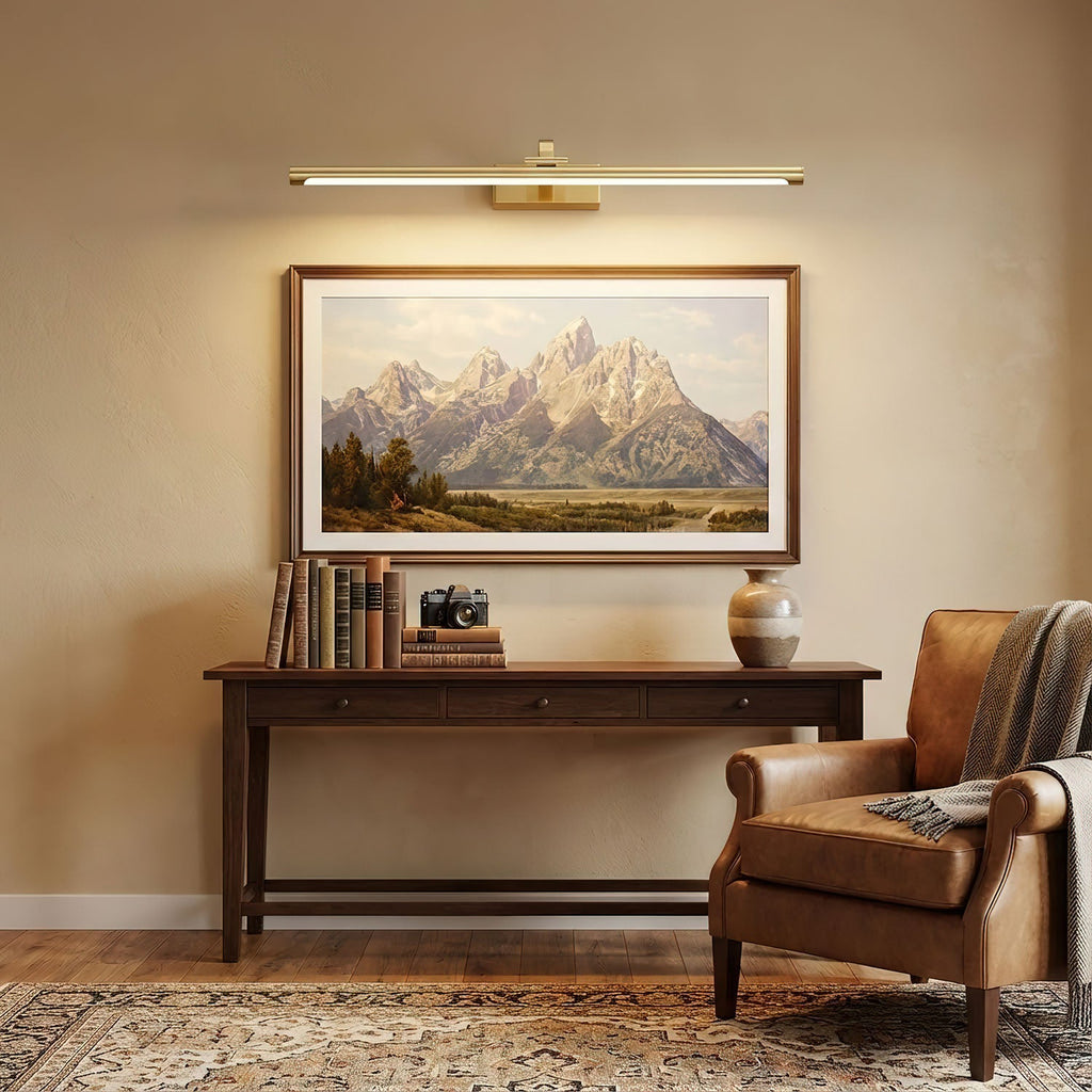 Walnut Slim LED Wall Light - Brass Finish 7