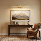 Walnut Slim LED Wall Light - Brass Finish 7