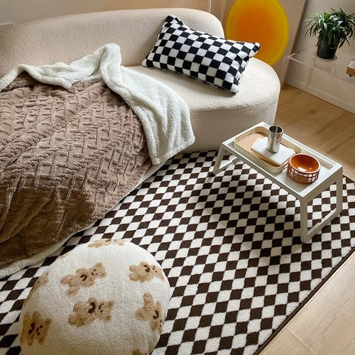 Washable Area Rug, Soft Plaid Polyester Design for Living Room and Bedroom, Machine-Woven, Easy Care 3