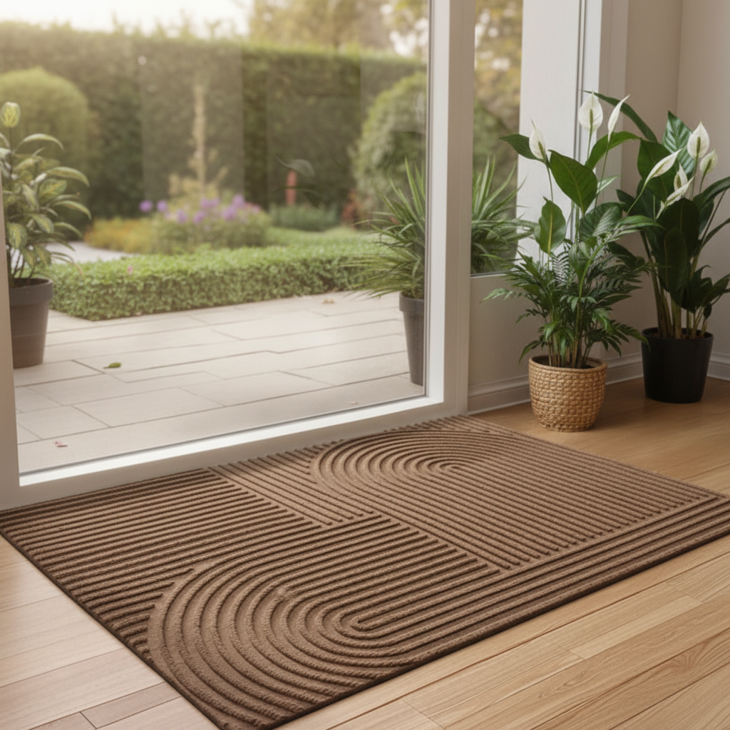 Water-Absorbent Outdoor Doormat – Anti-Slip Front Door Mat for Indoor and Outdoor Use, Durable Polyester Rubber 10