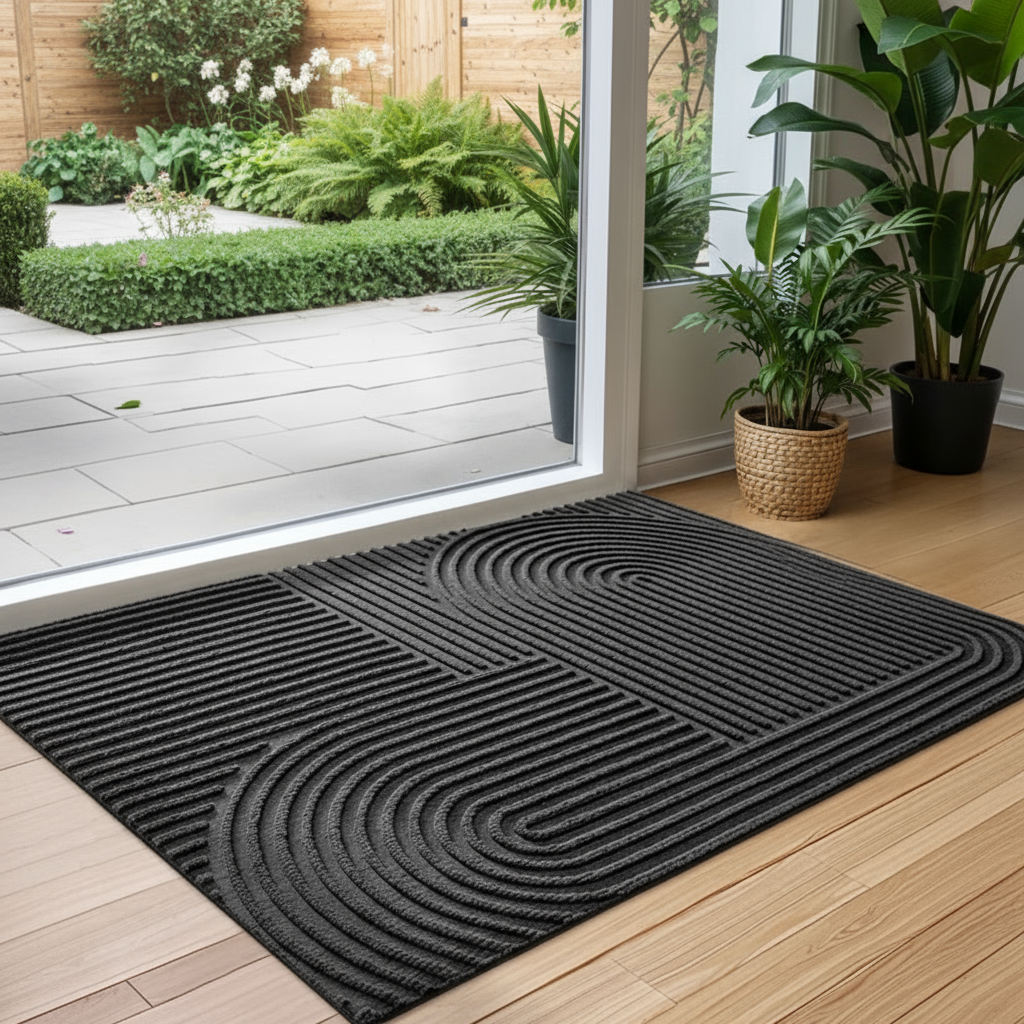 Water-Absorbent Outdoor Doormat – Anti-Slip Front Door Mat for Indoor and Outdoor Use, Durable Polyester Rubber 8