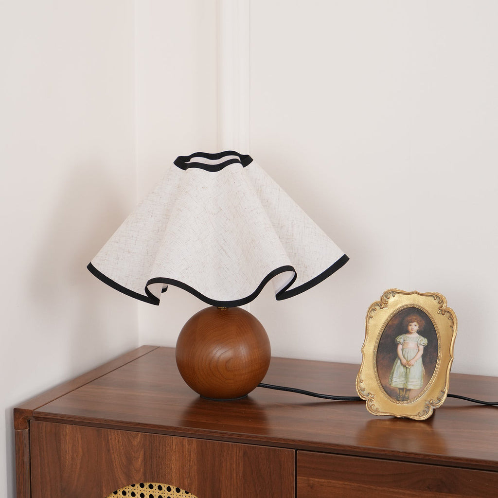 Wavecrest Table Lamp – Coastal Inspired Design with Wooden Base and Fabric Shade for Bedside and Desk Use 7