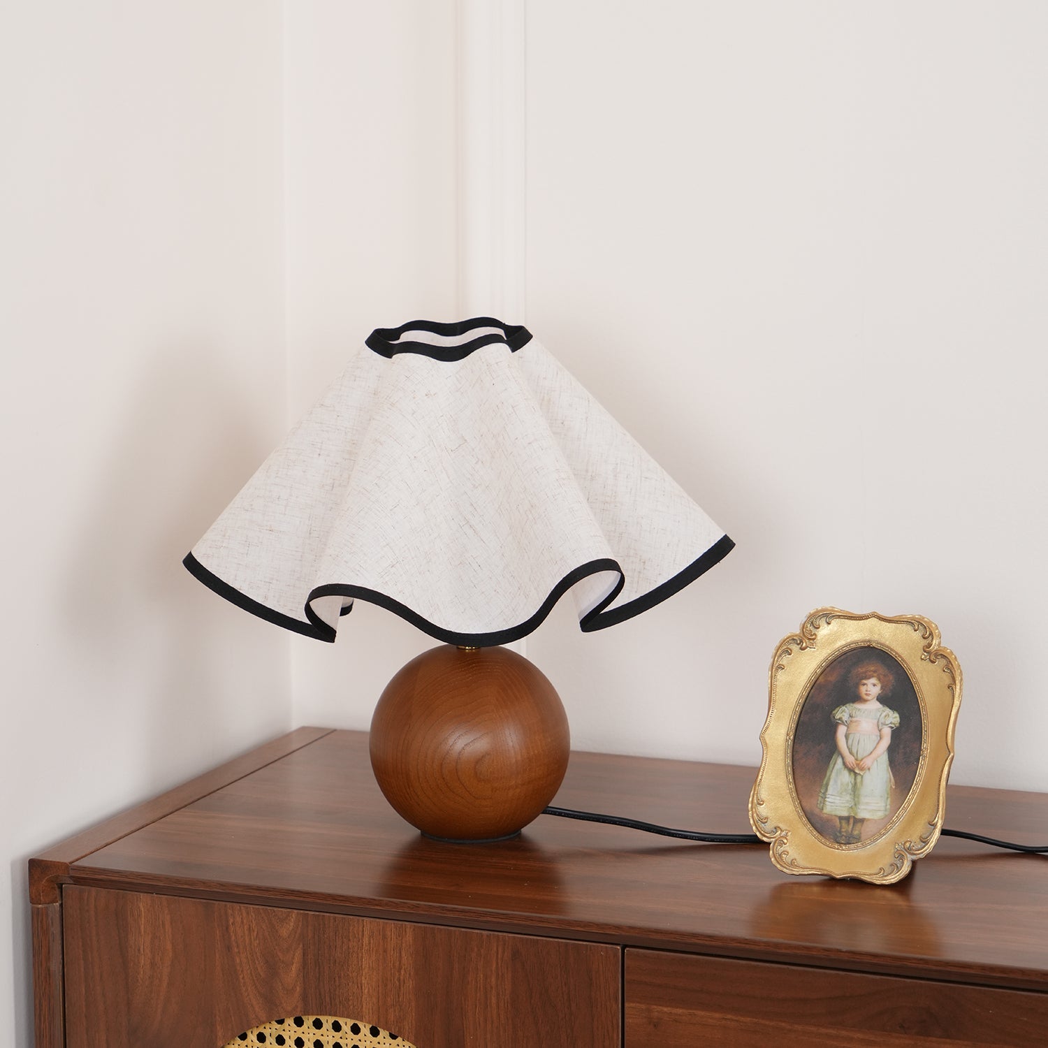 Wavecrest Table Lamp – Coastal Inspired Design with Wooden Base and Fabric Shade for Bedside and Desk Use 7