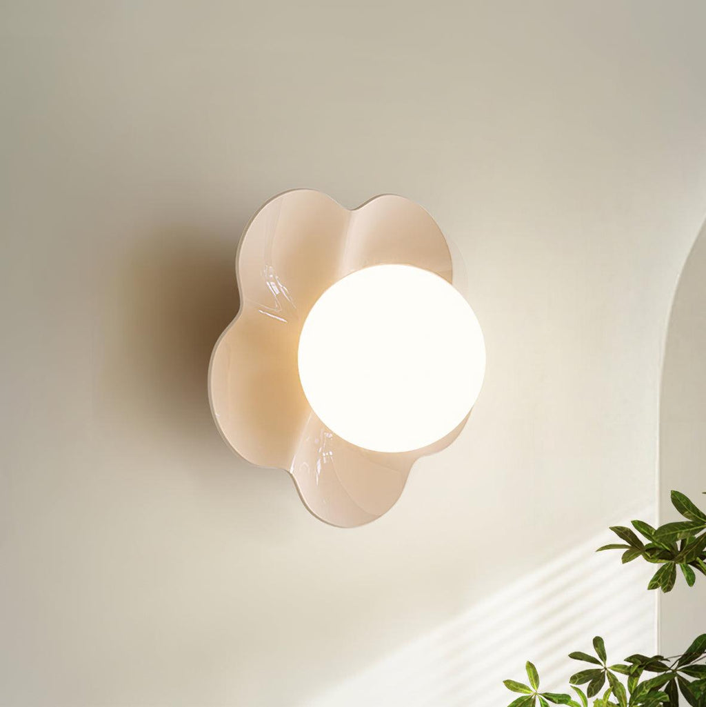 Whimsical Floral LED Wall Light Resin Glass Fixture 0