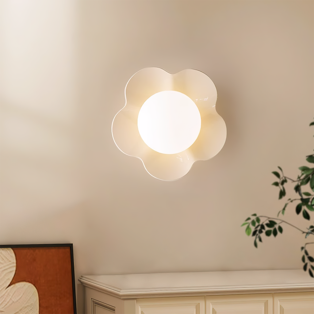 Whimsical Floral LED Wall Light Resin Glass Fixture 3