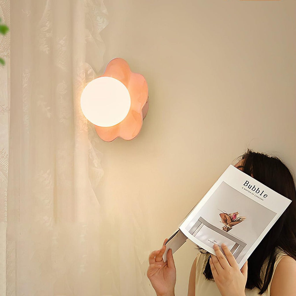 Whimsical Floral LED Wall Light Resin Glass Fixture 6
