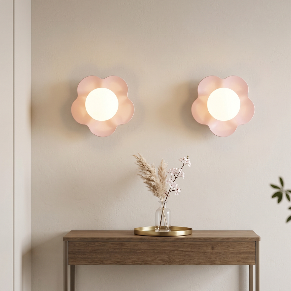Whimsical Floral LED Wall Light Resin Glass Fixture 94