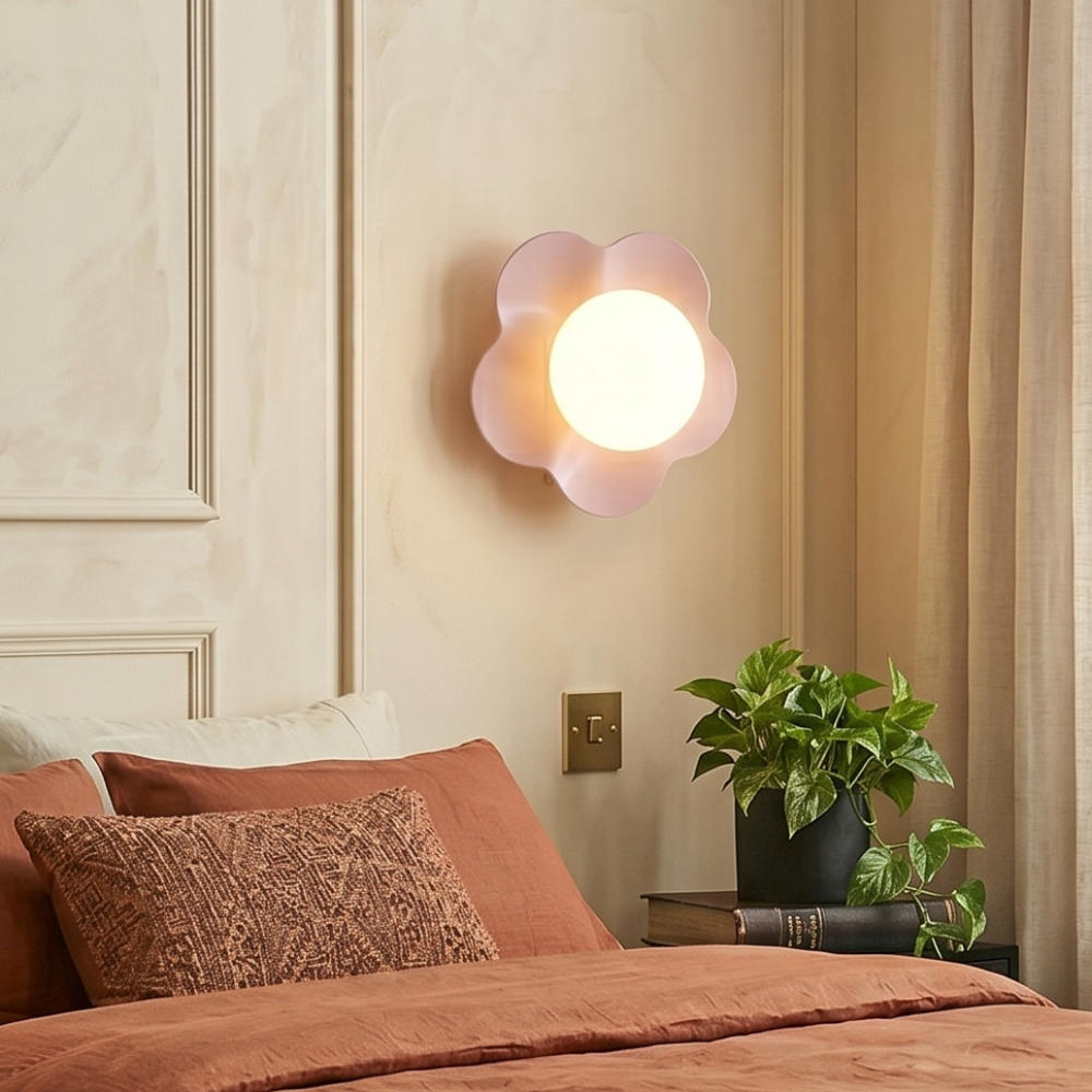 Whimsical Floral LED Wall Light Resin Glass Fixture 95