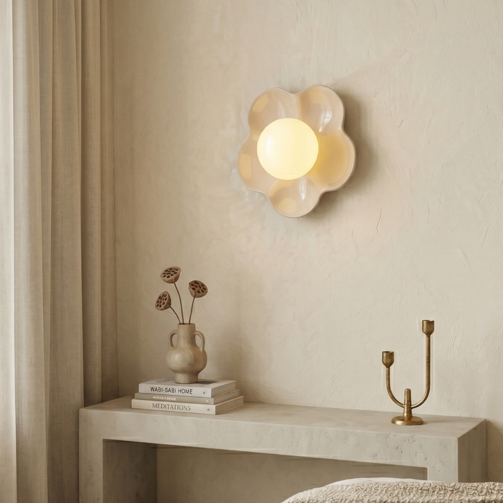 Whimsical Floral LED Wall Light Resin Glass Fixture 97