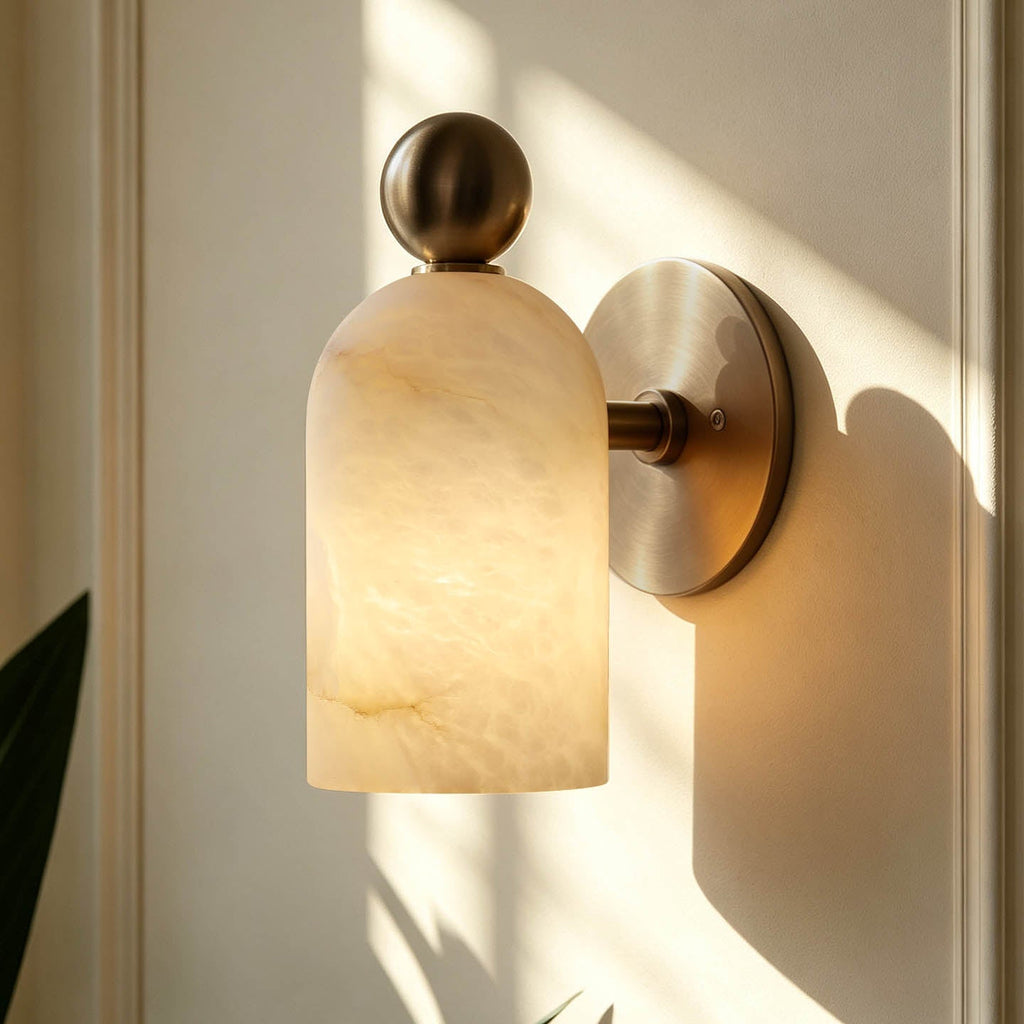 White Alabaster LED Wall Sconce Cylinder Shade Matte Finish Modern Bedroom Living Room Home Decor - Stack & Clear 0