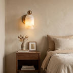 White Alabaster LED Wall Sconce Cylinder Shade Matte Finish Modern Bedroom Living Room Home Decor - Stack & Clear 1