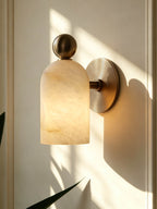 White Alabaster LED Wall Sconce Cylinder Shade Matte Finish Modern Bedroom Living Room Home Decor - Stack & Clear 10