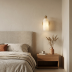 White Alabaster LED Wall Sconce Cylinder Shade Matte Finish Modern Bedroom Living Room Home Decor - Stack & Clear 12