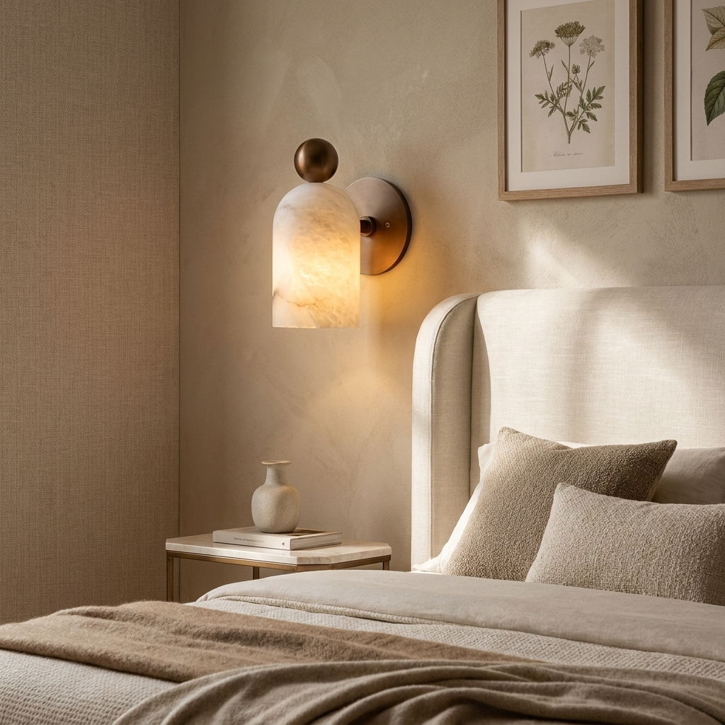 White Alabaster LED Wall Sconce Cylinder Shade Matte Finish Modern Bedroom Living Room Home Decor - Stack & Clear 2