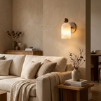 White Alabaster LED Wall Sconce Cylinder Shade Matte Finish Modern Bedroom Living Room Home Decor - Stack & Clear 3