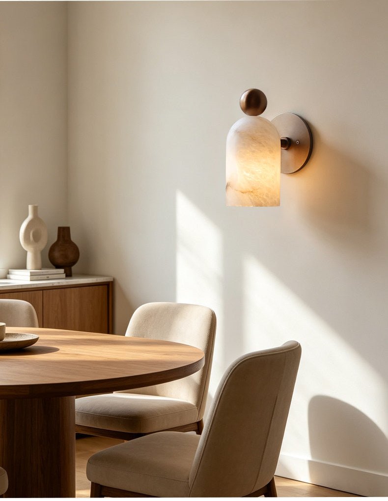 White Alabaster LED Wall Sconce Cylinder Shade Matte Finish Modern Bedroom Living Room Home Decor - Stack & Clear 4