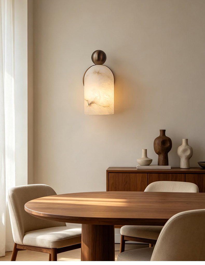 White Alabaster LED Wall Sconce Cylinder Shade Matte Finish Modern Bedroom Living Room Home Decor - Stack & Clear 5