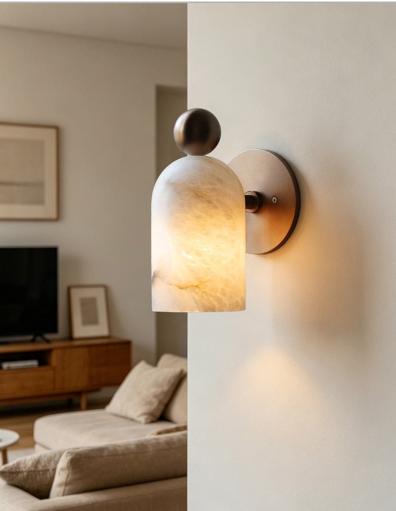 White Alabaster LED Wall Sconce Cylinder Shade Matte Finish Modern Bedroom Living Room Home Decor - Stack & Clear 6