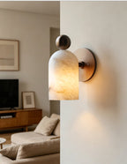 White Alabaster LED Wall Sconce Cylinder Shade Matte Finish Modern Bedroom Living Room Home Decor - Stack & Clear 6