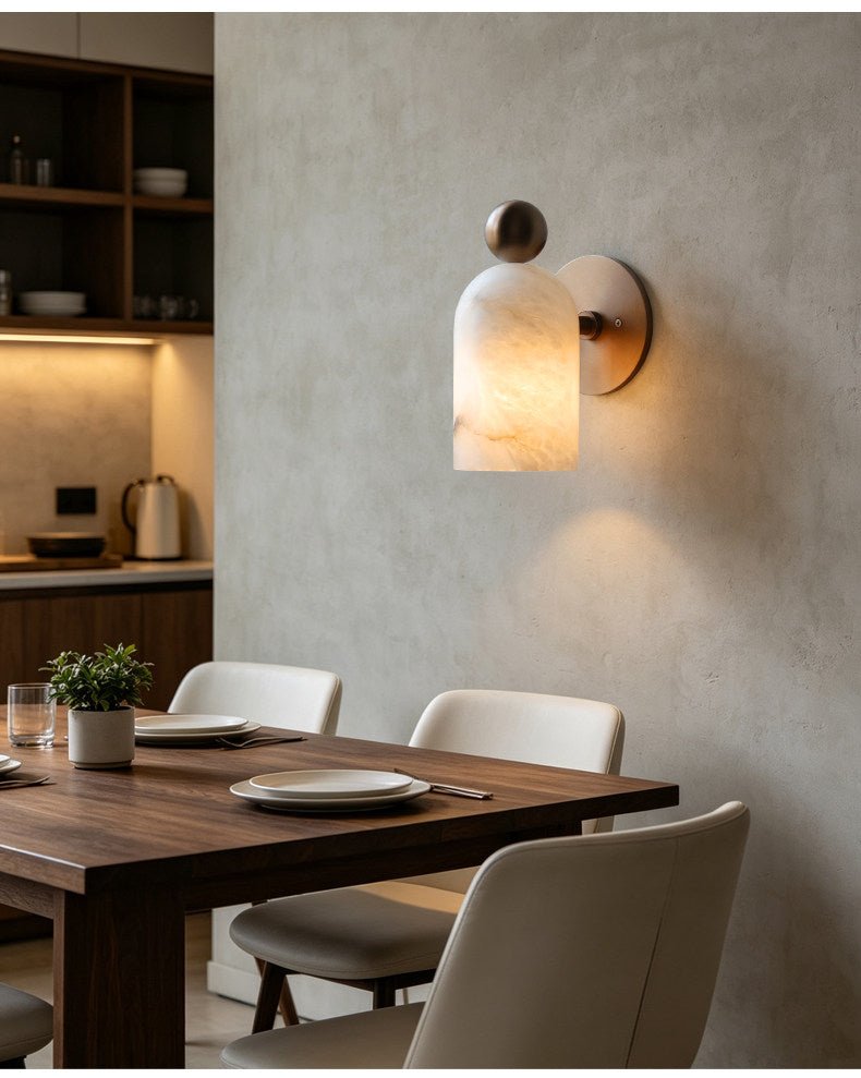 White Alabaster LED Wall Sconce Cylinder Shade Matte Finish Modern Bedroom Living Room Home Decor - Stack & Clear 7