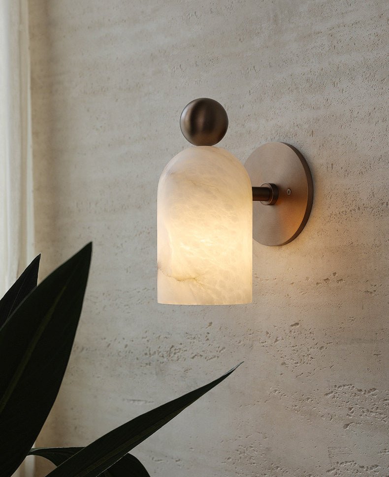 White Alabaster LED Wall Sconce Cylinder Shade Matte Finish Modern Bedroom Living Room Home Decor - Stack & Clear 8