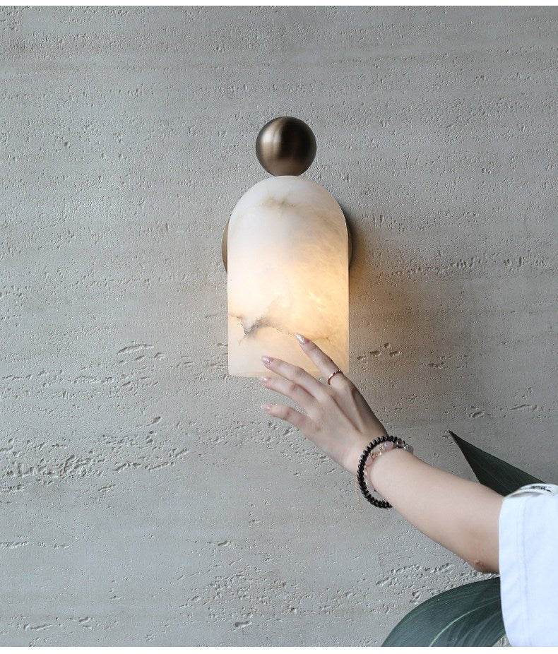 White Alabaster LED Wall Sconce Cylinder Shade Matte Finish Modern Bedroom Living Room Home Decor - Stack & Clear 9