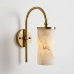 White Alabaster Wall Sconce Curved Arc Shade Brass Accent Modern Living Room Bedroom Home Decor - Stack & Clear 2