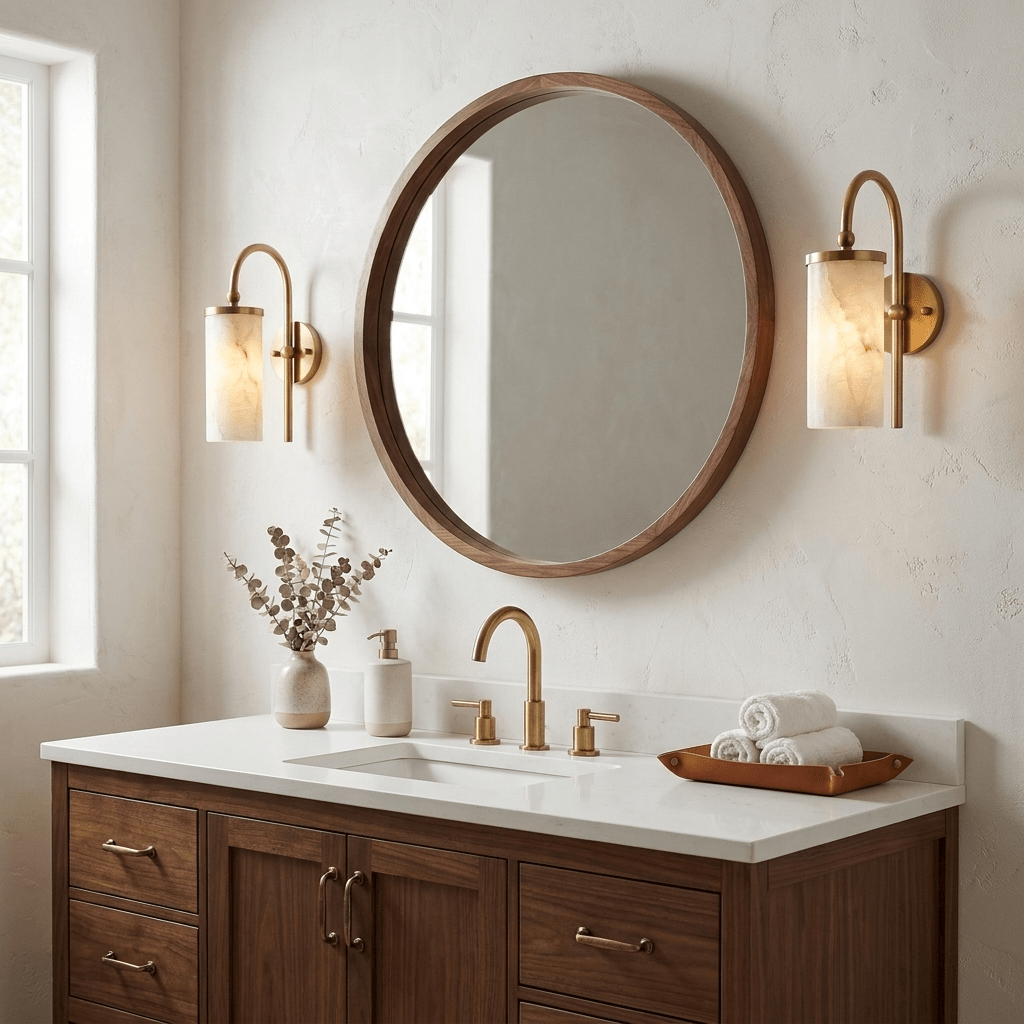 White Alabaster Wall Sconce Curved Arc Shade Brass Accent Modern Living Room Bedroom Home Decor - Stack & Clear 6