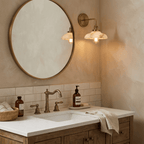 White Alabaster Wall Sconce Dome Shade Brass Accent Modern Living Room Hallway Home Decor - Stack & Clear 5