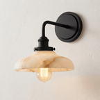White Alabaster Wall Sconce Dome Shade Brass Accent Modern Living Room Hallway Home Decor - Stack & Clear 8