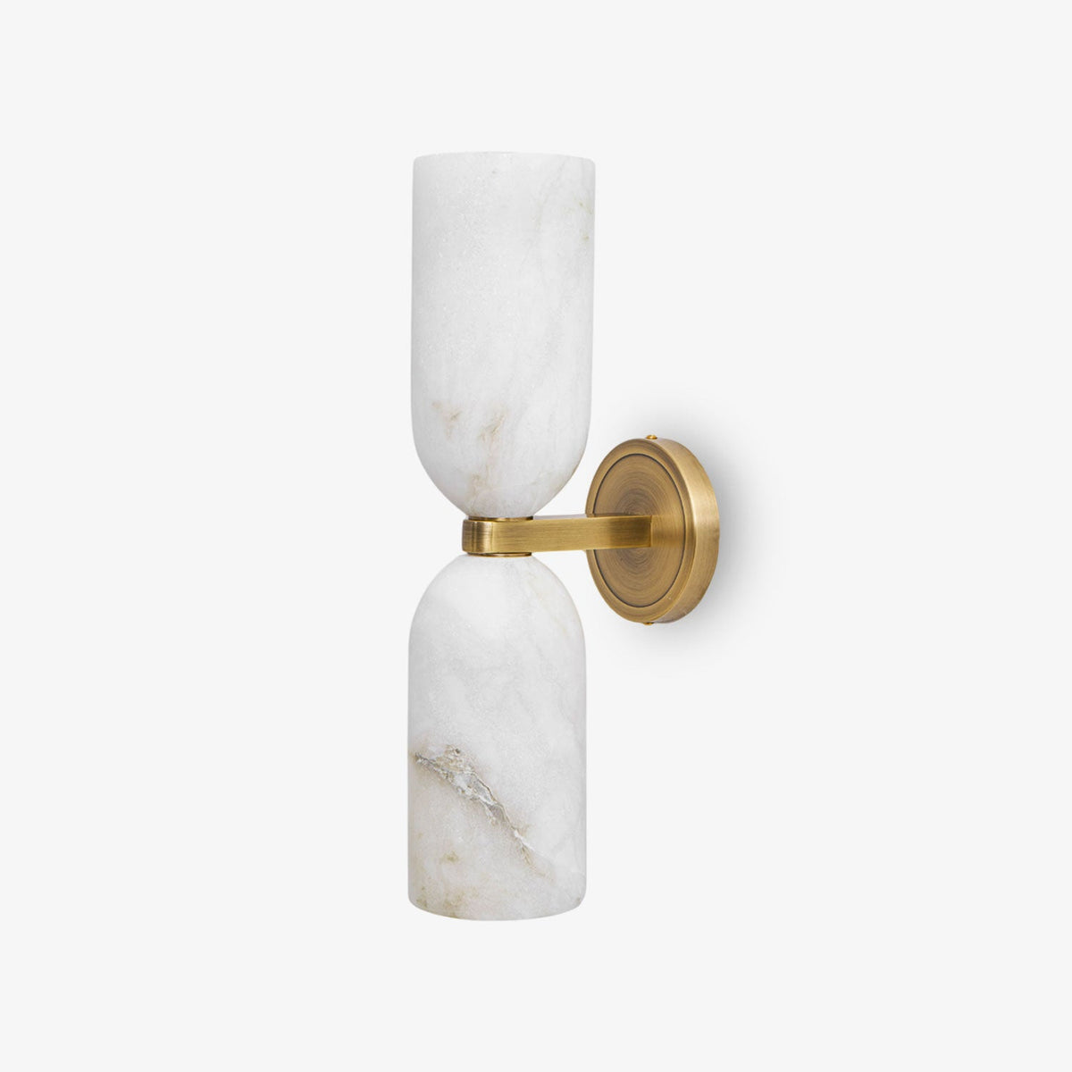 White Alabaster Wall Sconce Slim Cylinder Shade Copper Accent Modern Hallway Bedroom Home Decor - Stack & Clear 3
