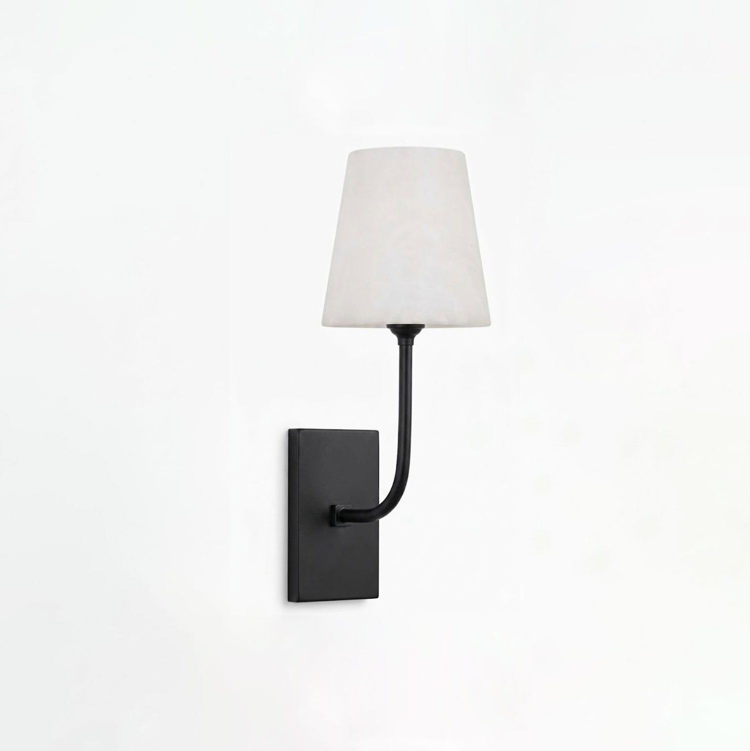 White Alabaster Wall Sconce Tapered Cone Shade Brass Accent Modern Hallway Bedroom Home Decor - Stack & Clear 10