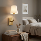 White Alabaster Wall Sconce Tapered Cone Shade Brass Accent Modern Hallway Bedroom Home Decor - Stack & Clear 2