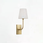 White Alabaster Wall Sconce Tapered Cone Shade Brass Accent Modern Hallway Bedroom Home Decor - Stack & Clear 3