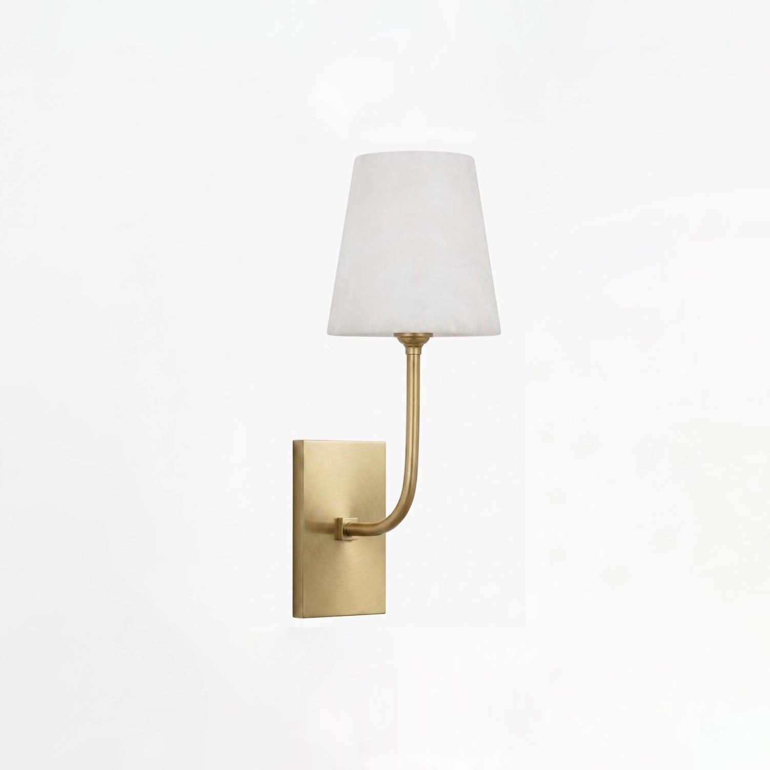 White Alabaster Wall Sconce Tapered Cone Shade Brass Accent Modern Hallway Bedroom Home Decor - Stack & Clear 3