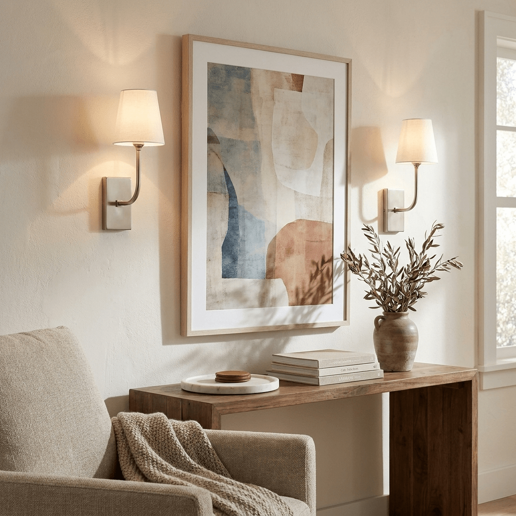 White Alabaster Wall Sconce Tapered Cone Shade Brass Accent Modern Hallway Bedroom Home Decor - Stack & Clear 7