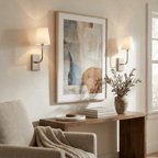 White Alabaster Wall Sconce Tapered Cone Shade Brass Accent Modern Hallway Bedroom Home Decor - Stack & Clear 7